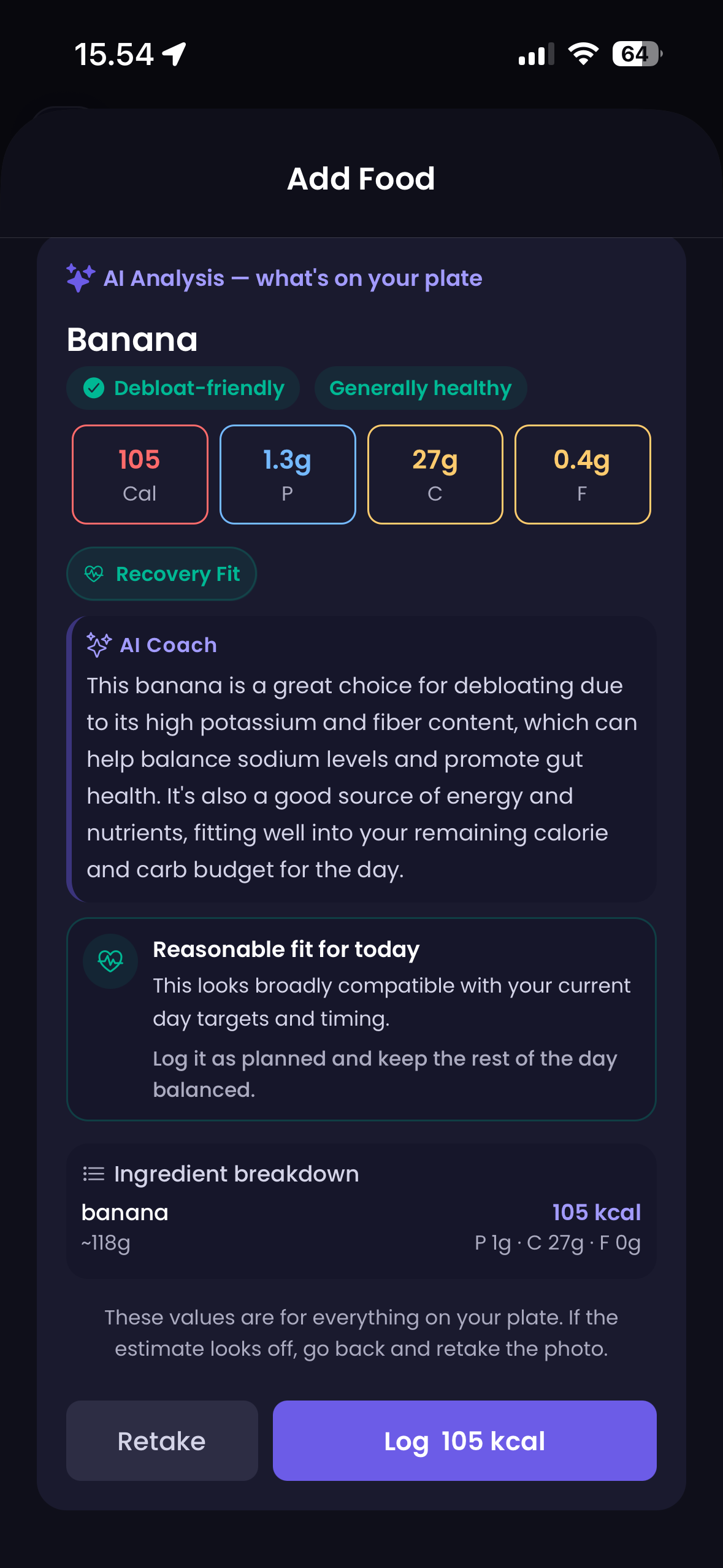 ThriveUp AI food scanner identifying meals instantly